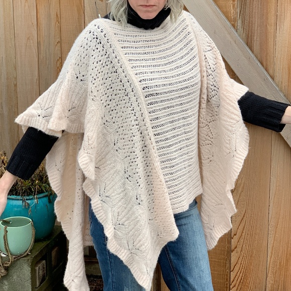 Free People Sweaters - Free People Snow Nymph Open Knit Poncho/Cape